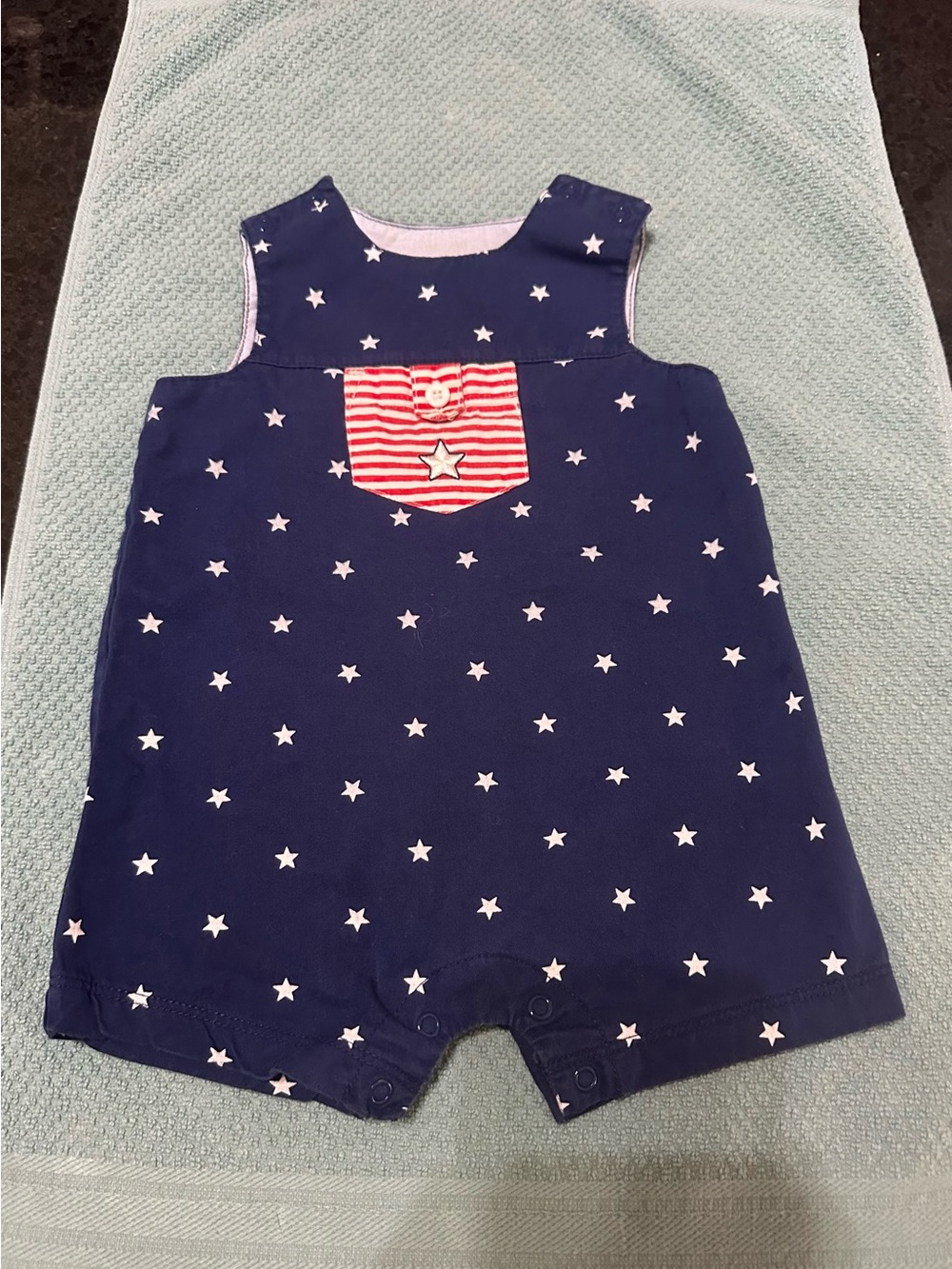 Handmade red white and blue romper